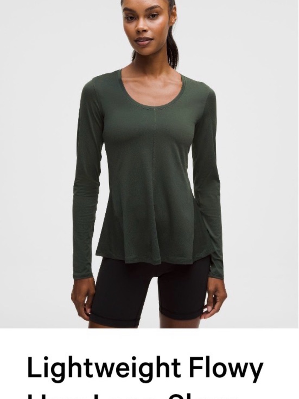 lululemon athletica Dark Green Scoop-Neck Long Sleeve Top